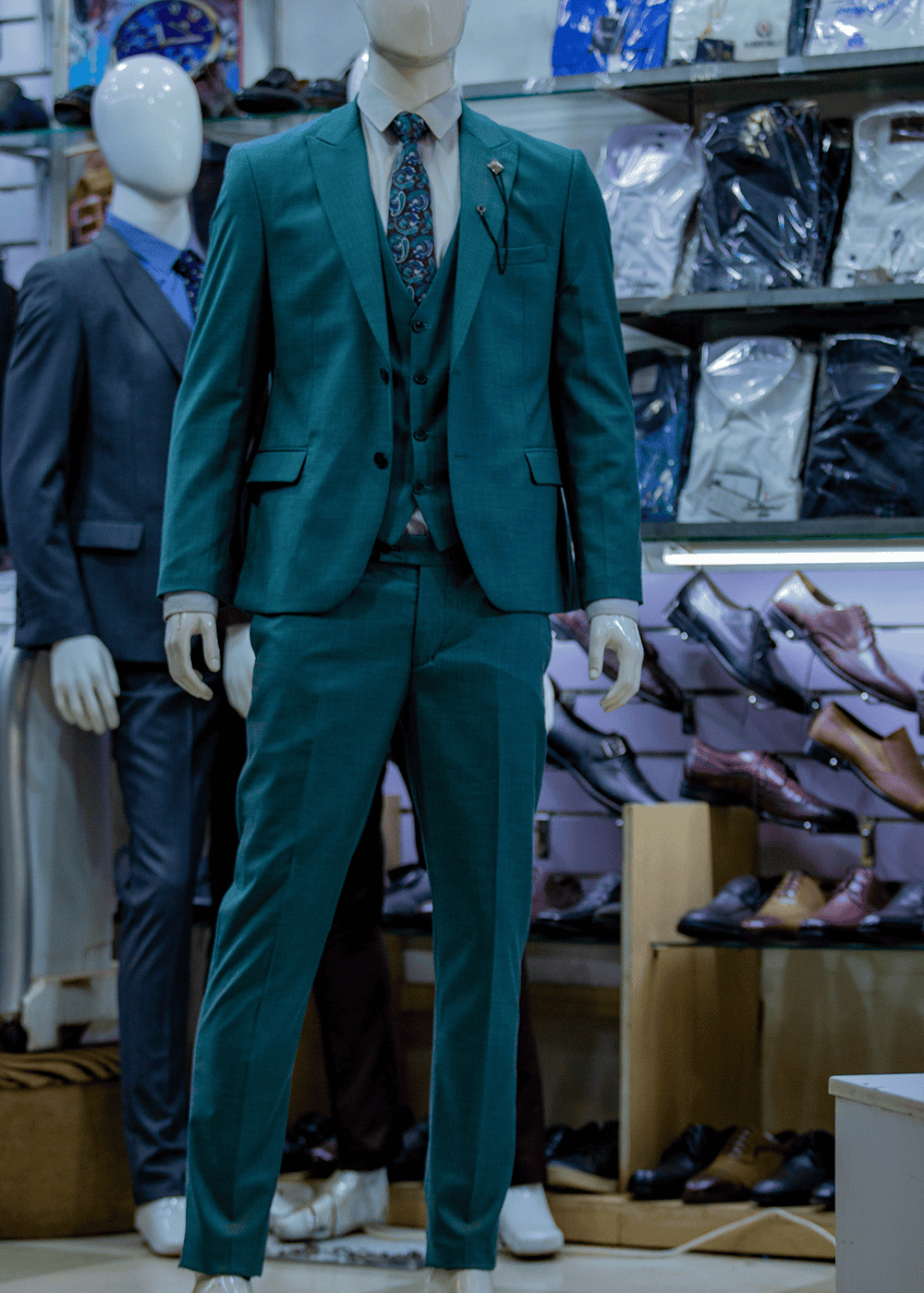 Slim Fit Bottle Green Suit